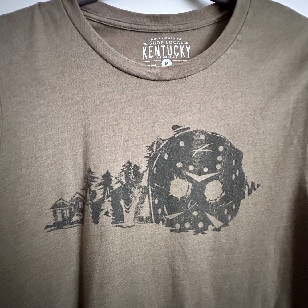 Kentucky Slasher Tee Jason Voorhees Friday 13th Graphic T-shirt Olive Adult MED